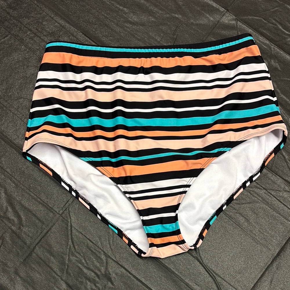 Torrid Orange and Blue Bikini High-Waisted Swimwear